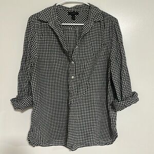 JCrew Gingham half button down summer shirt